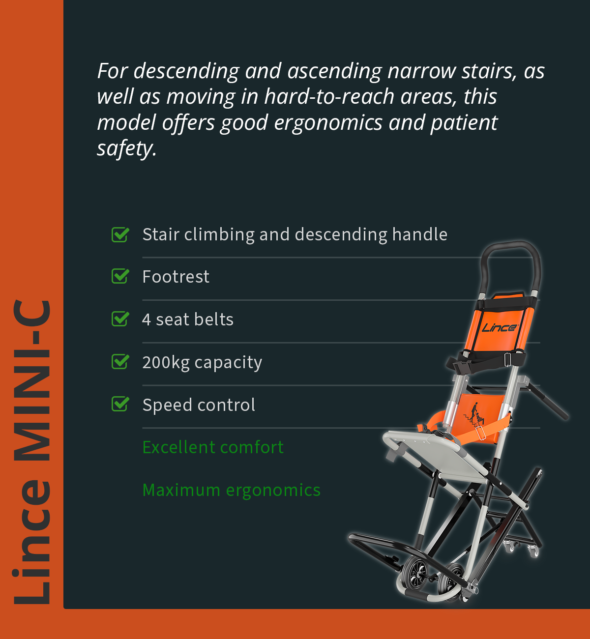 Cadeira de remoção LINCE modelo Mini C